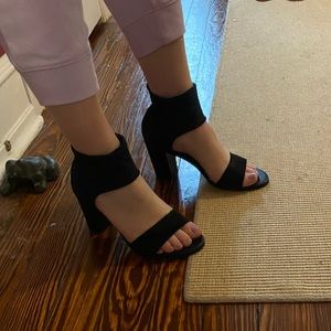 Free People black strap heels size 8